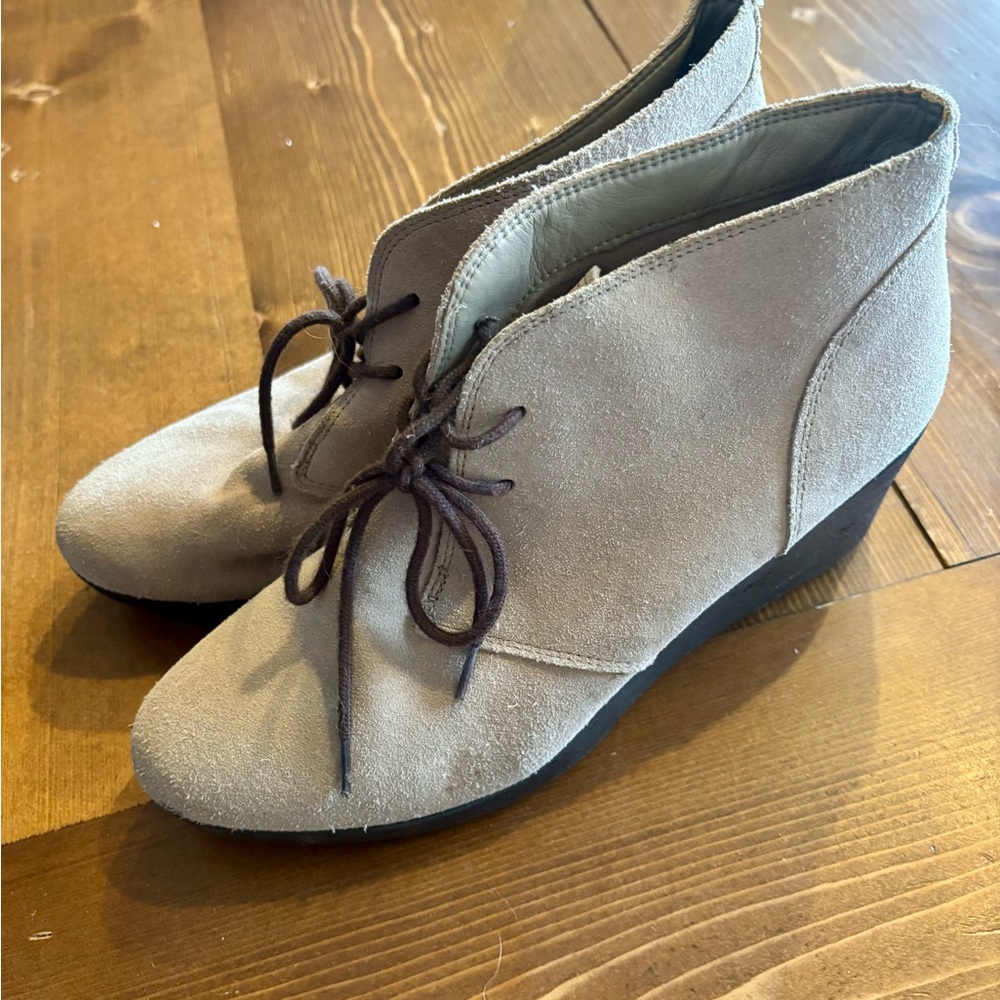 CROCS Beige Suede Wedge Shoes
